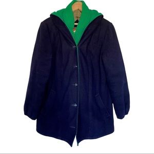 Authentic Mackintosh Vestcoat Wool Navy Blue Green Jacket Coat Winter Button Zip